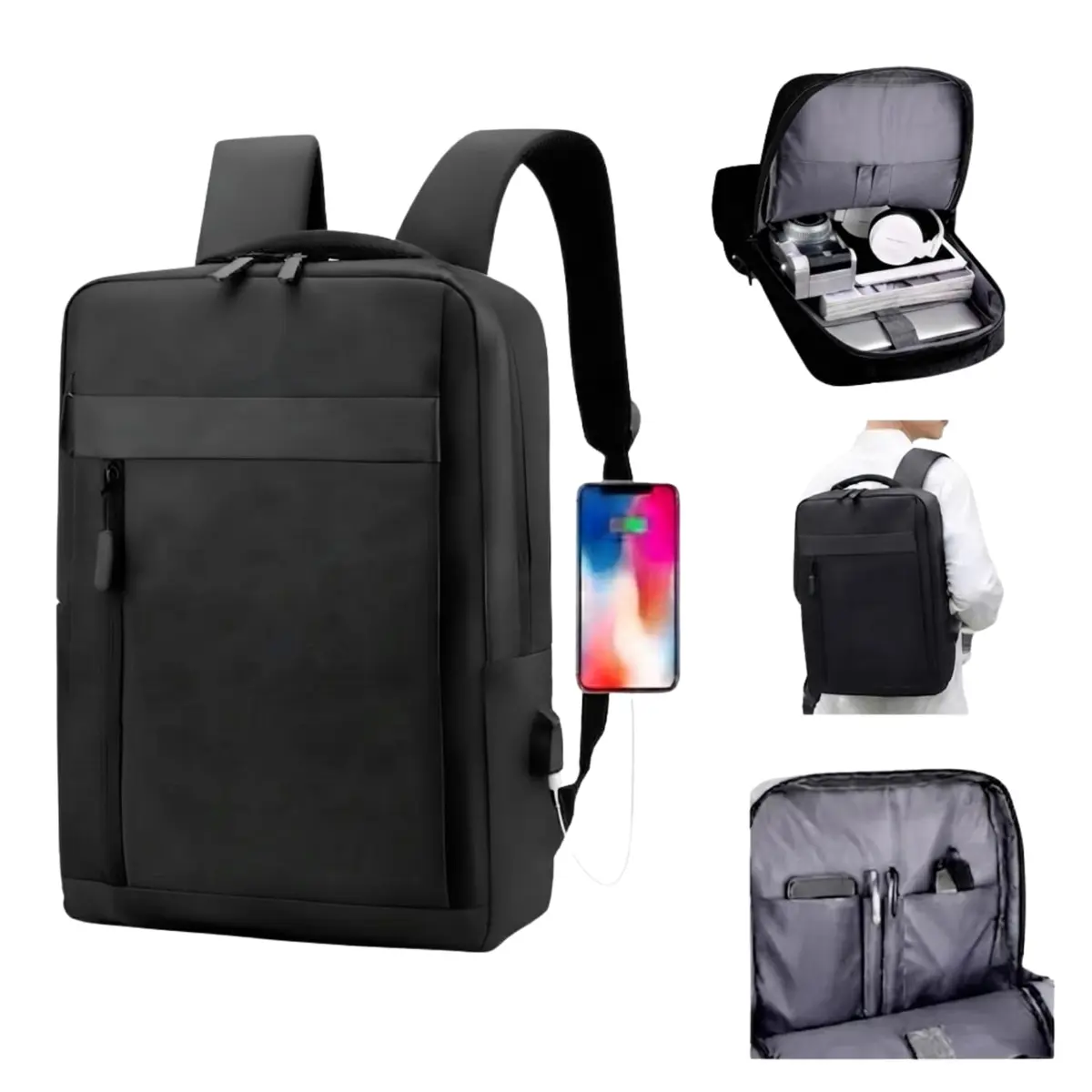 Dynamart Mochila Executiva Courino Impermeavel USB Notebook 15,6 Trabalho | Unissex, 41x29x10 cm, Compartimento Acolchoado, Uso Diário, Faculdade e Trabalho - 1