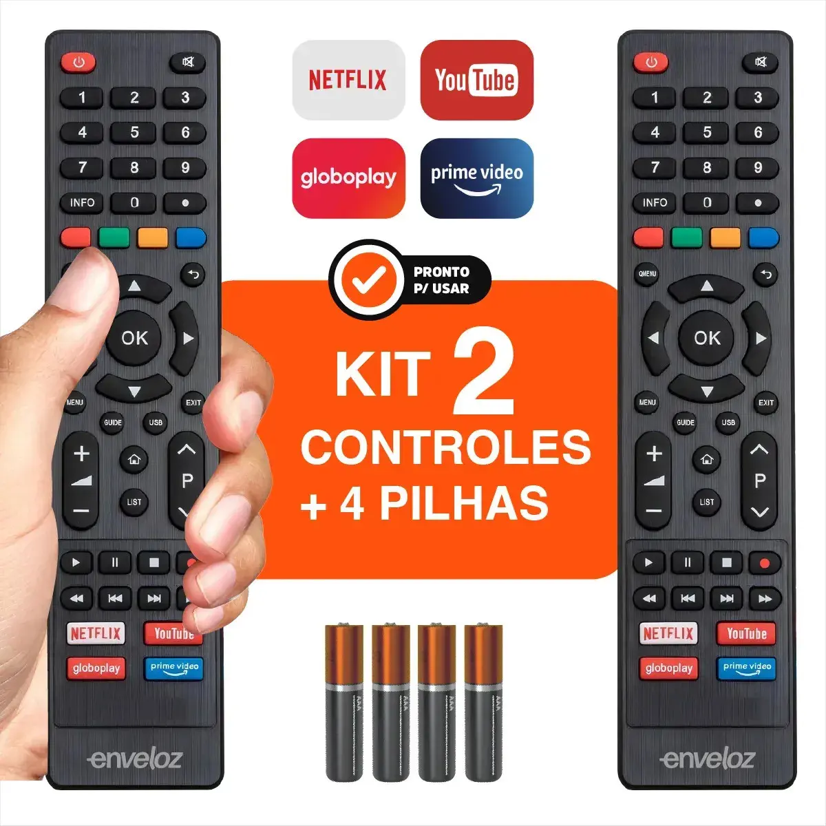 Kit 2 Controles Remotos Para Tv Philco Smart Netflix YouTube Pilhas Inclusas Teclas GloboPlay Amazon Atacado - 1