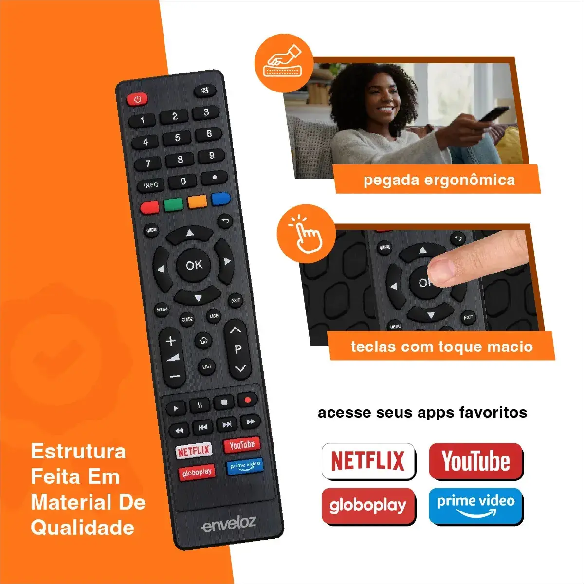 Kit 2 Controles Remotos Para Tv Philco Smart Netflix YouTube Pilhas Inclusas Teclas GloboPlay Amazon Atacado thumbnail 2
