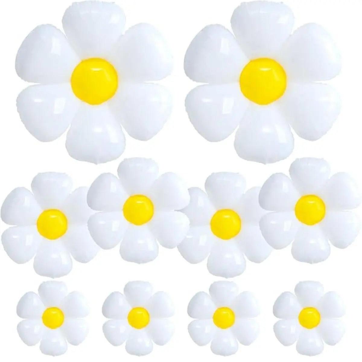 Kit 10 Balões Flor Margarida Branca 45cm (18 Pol) Decoração Festa Jardim | Pode ser inflado com ar ou bomba manual - 1