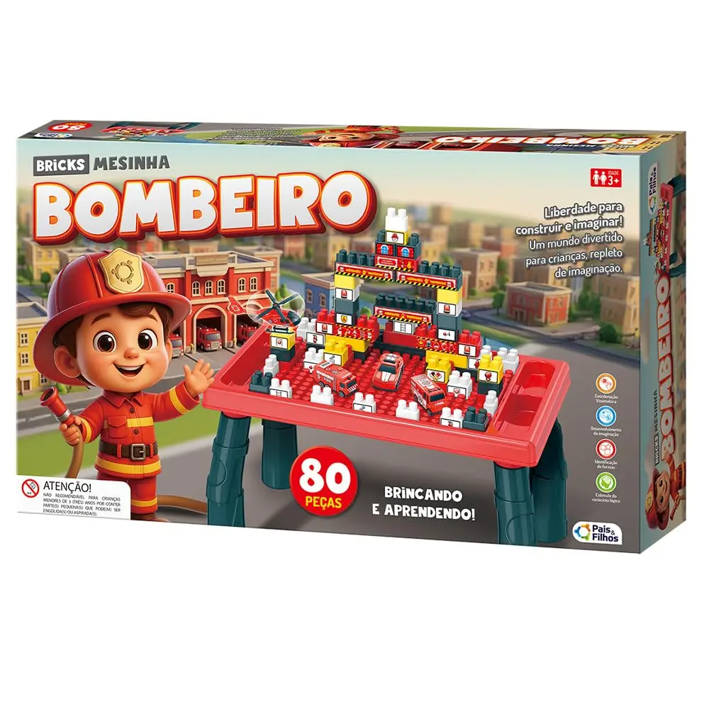 Pais & Filhos MESINHA BRICKS BOMBEIRO
