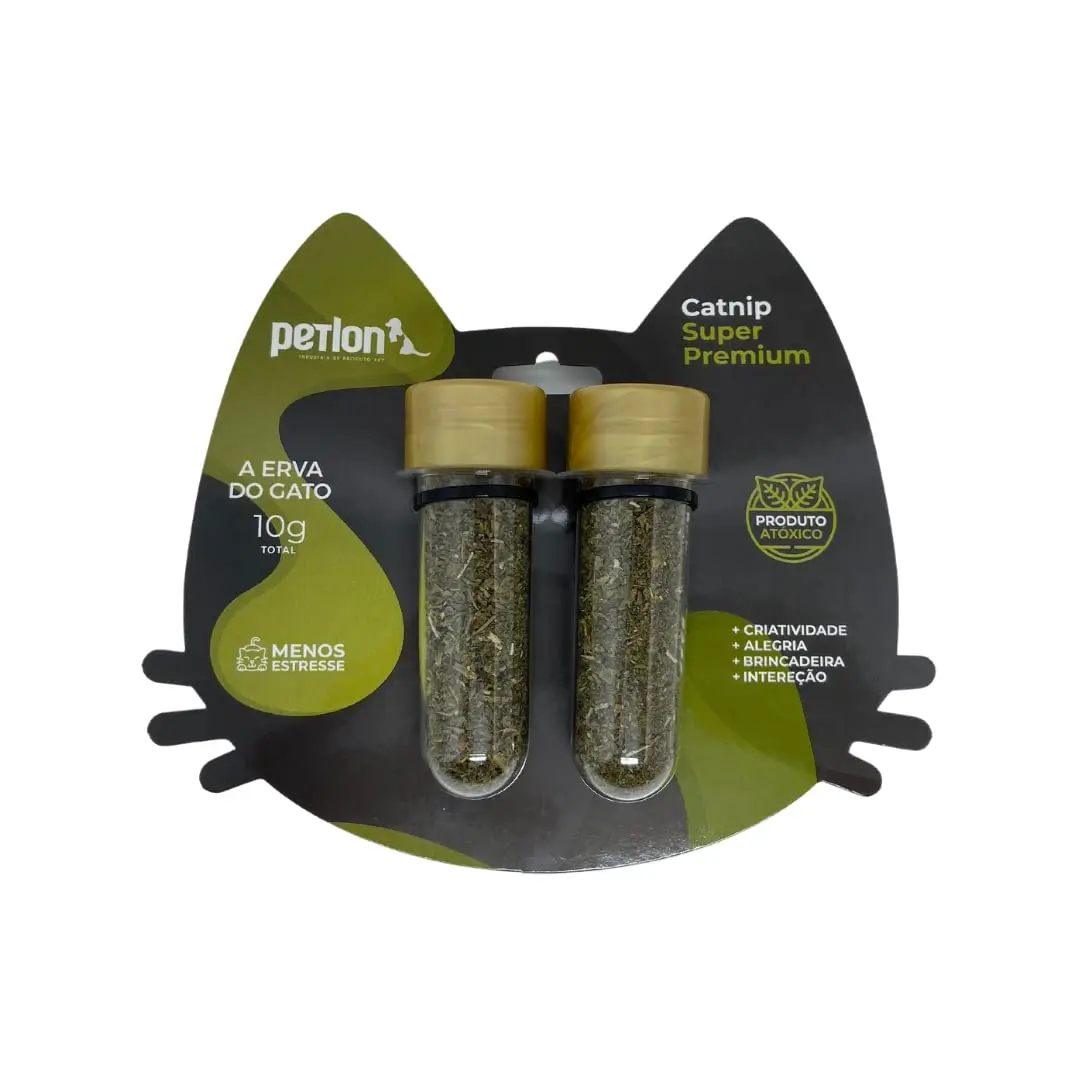 Erva de Gato para Gatos Petlon, 2 Tubos, 5g