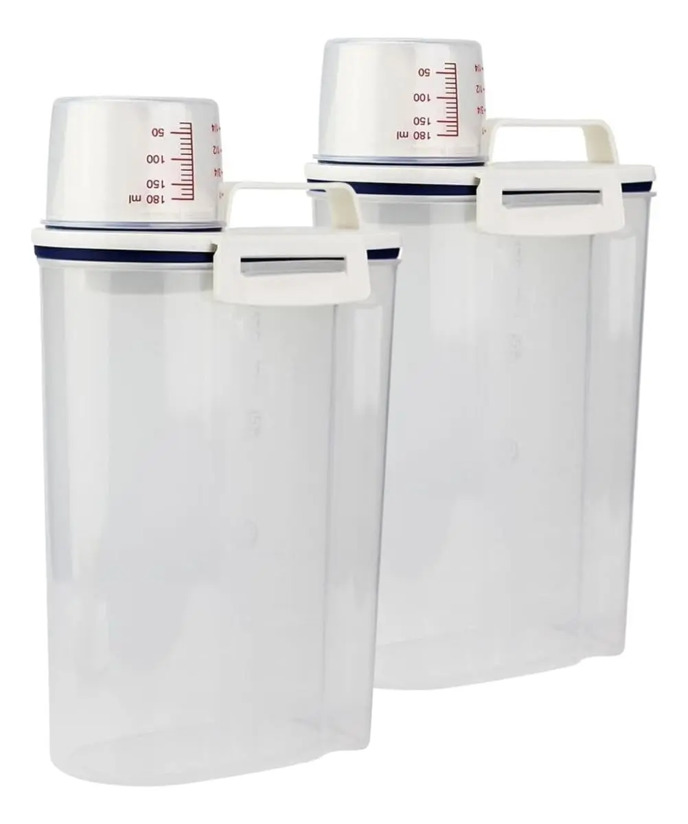 Pote Hermético para Armazenamento com Bico e Copo Medidor 2L (2 unidades)