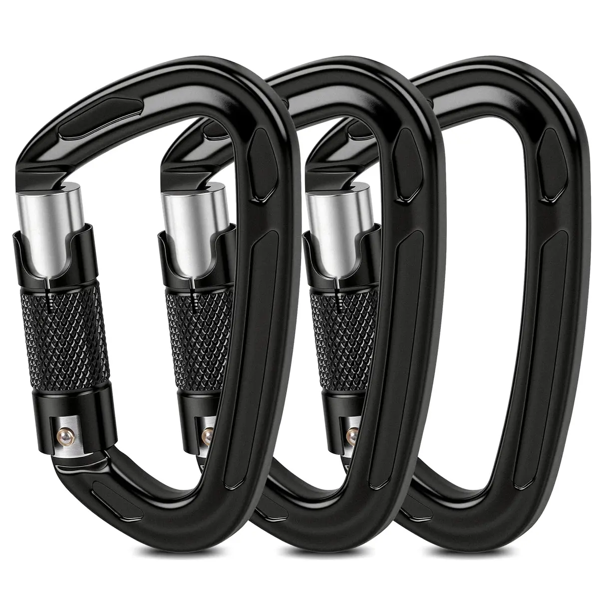 Kit 3 Mosquetão, Mosquetões Pesados para Escalada, Fechadura Principal Automática do Tipo D, 25 KN Auto Locking Climbing Mosquetão Clips, Mosquetão de Bloqueio