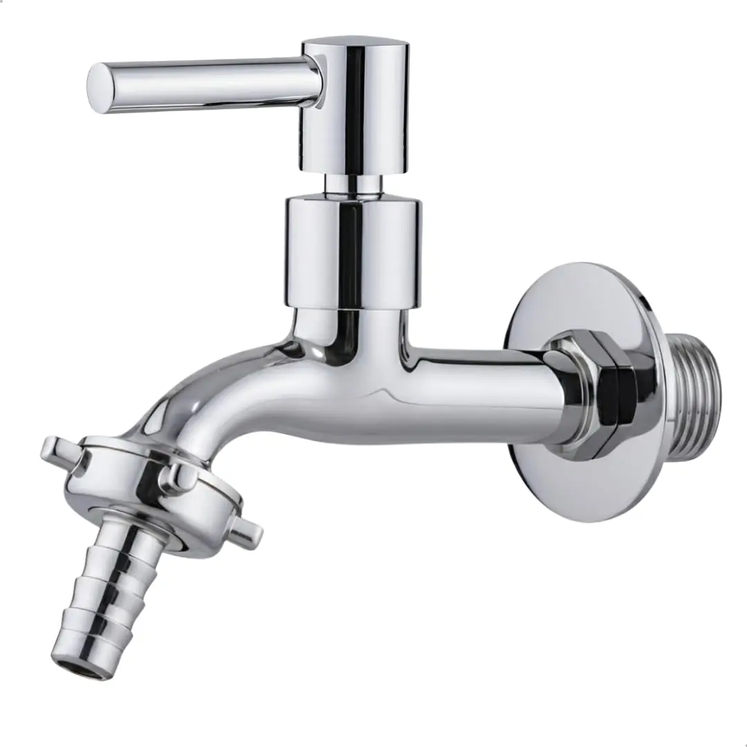 Torneira Tanque Parede Jardim Metal 1/4 de Volta Área Externa SOFTINOX | Torneira Metalica Jardim Curta Cromada Torneira Tanque Pia Lavanderia Alavanca em ABS