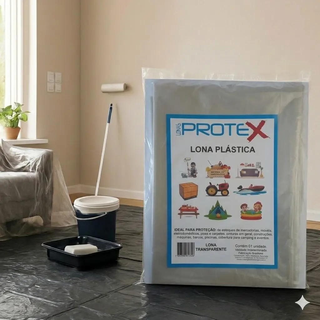 Lona Plástica Transparente 4x5m Impermeável 20m². | Multiuso, Proteção para Pintura, Cobertura, Resistente