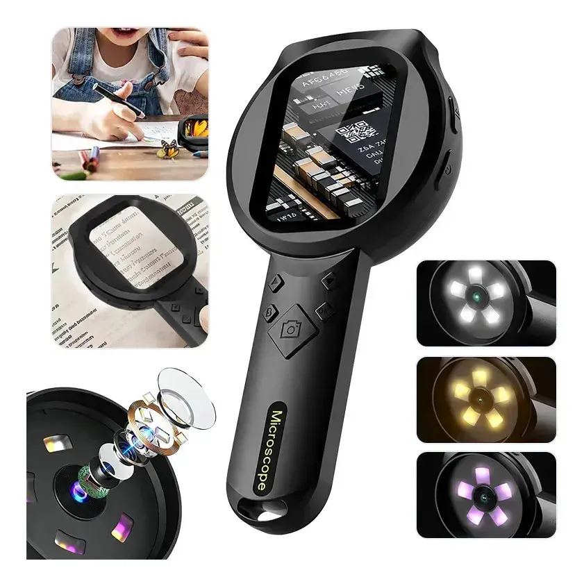 Microscópio Digital Portátil 100X Tela IPS 2.8 Polegadas Lupa HD Para Reparo Eletrônico Análise Pele e Couro Cabeludo