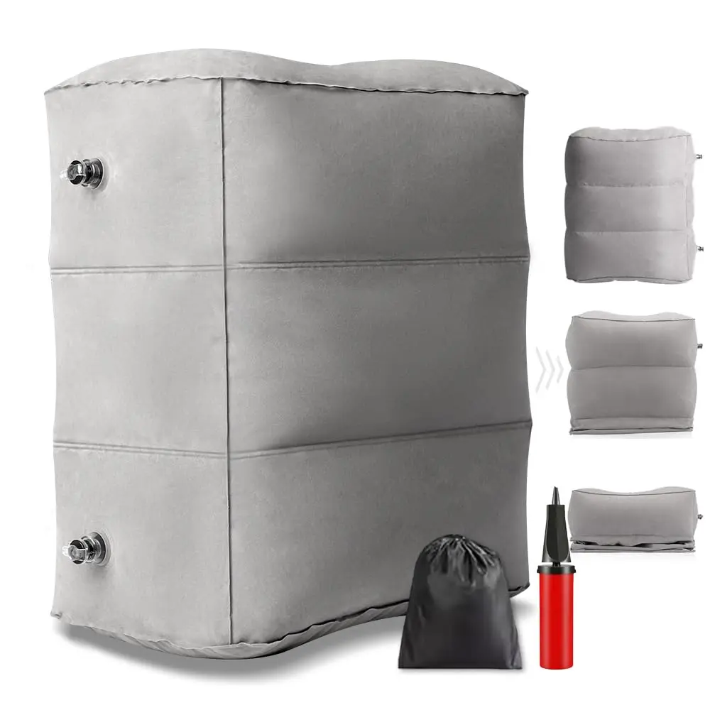 Apoio para Pés, Travesseiro InfláVel para Descanso de Pé de Viagem, Travesseiro InfláVel, Apoio de Pé com um Bomba, Travesseiro AjustáVel de 3 Camadas de Altura para Descanso de Pernas