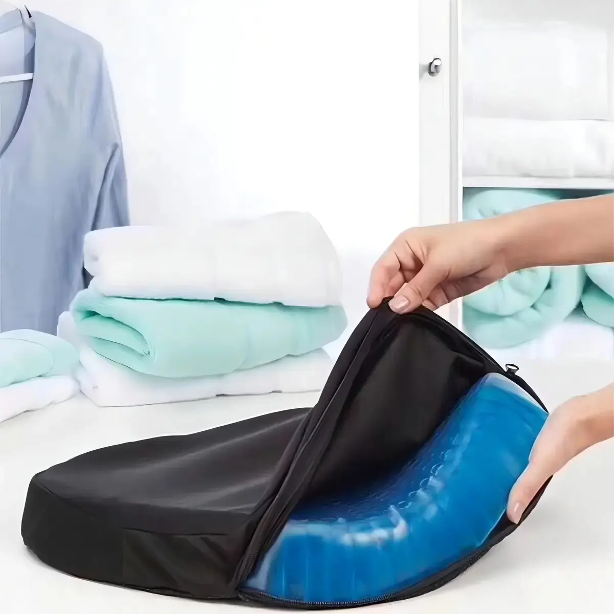 Assento De Gel Almofada Silicone Escaras Ortopédico Egg Sit Cor Azul Supermedy thumbnail 5