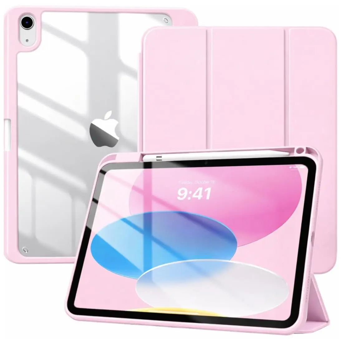 DECART Capa para iPad 11ª/10ª Geração 10,9” A16 2025/2022 – Rosa | Case Slim Magnética, Traseira Transparente, Despertar Automático, Suporte Ajustável, Porta Pencil