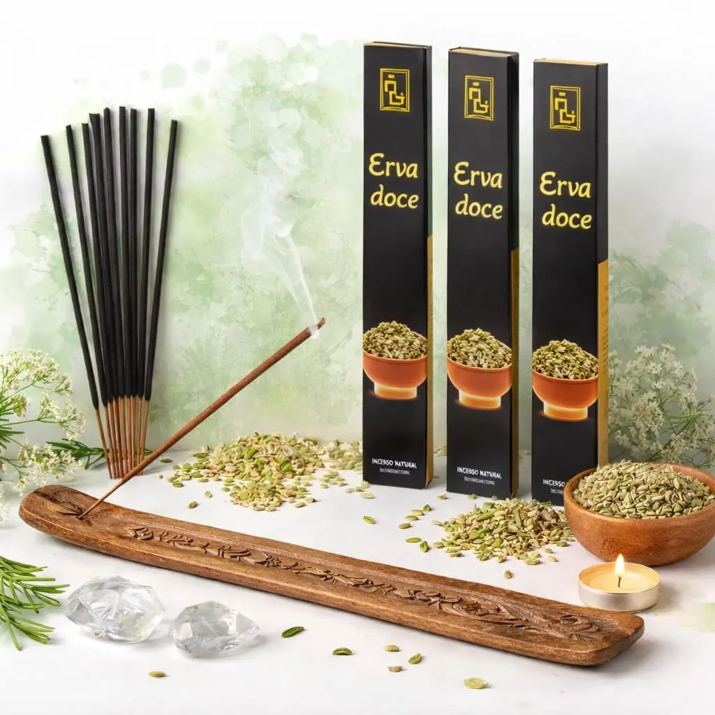 Kit 3 Caixas Incenso de Erva Doce Natural Premium (7 Varetas por Caixa) - 1