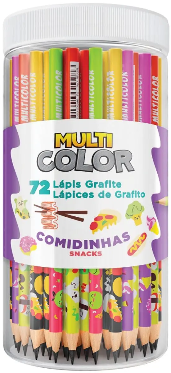 Kit de Lápis Preto Redondo, Faber-Castell, Multicolor, Grafite, Comidinhas, 72 Unidades