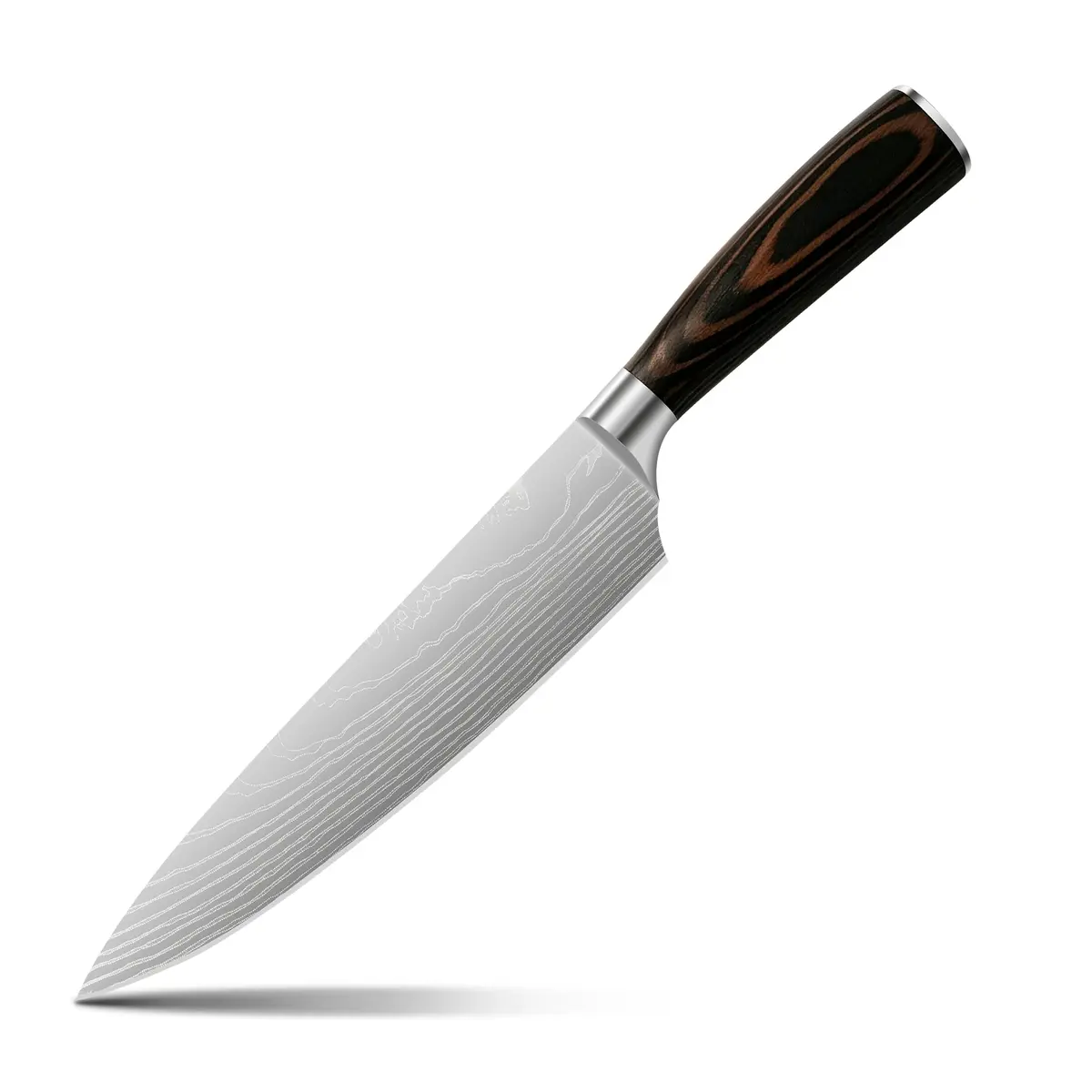Faca de Chef 8" em Aço Inoxidável, Cabo Ergonômico, Preta | Lâmina Resistente, Corte Preciso E Pegada Confortável - 1