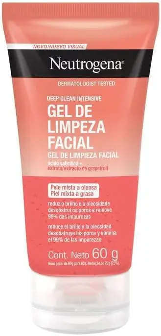 Gel de Limpeza Facial Neutrogena Deep Clean, Toranja, 60g