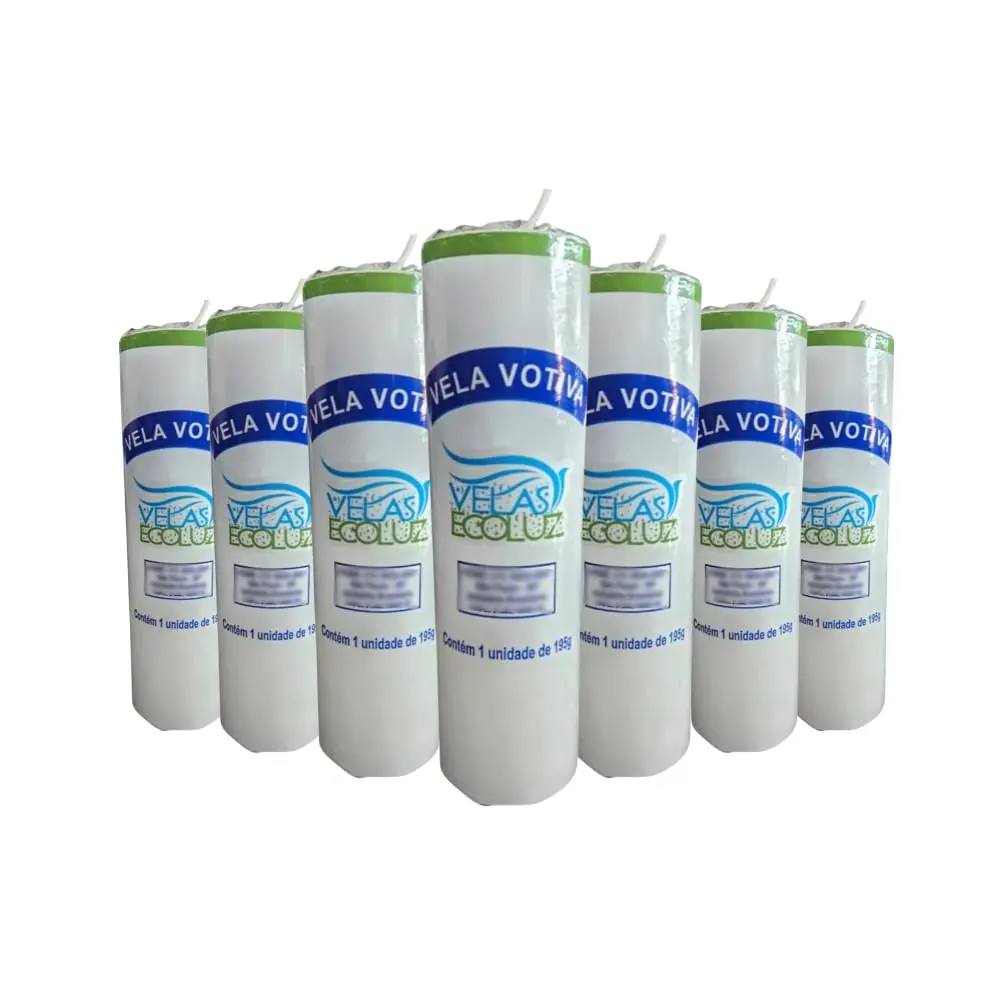 Conjunto de 10 Velas Votivas Brancas de Parafina Pura 195g | Queima e Iluminação Limpa por até 7 Dias