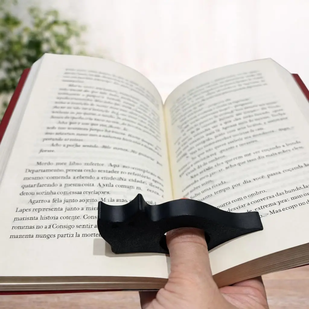 Suporte de Página Gato Leitor Preto | Separador de Livro para Leitura com Uma Mão - 1