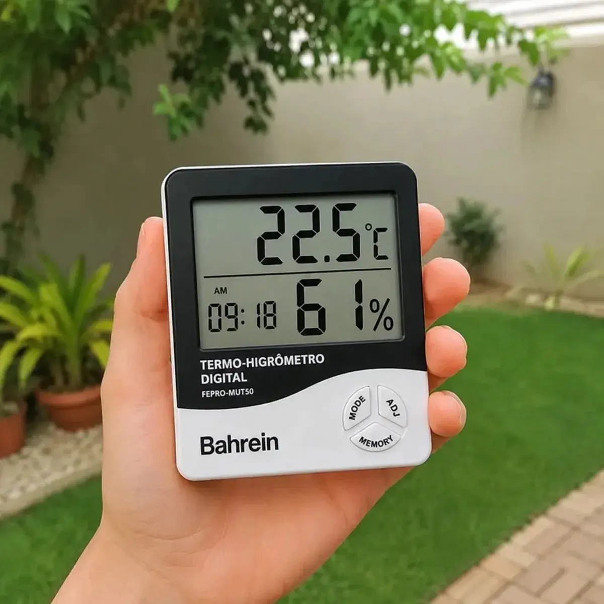 Termo Higrômetro Digital Bahrein para Medir Temperatura e Umidade com Relógio thumbnail 5