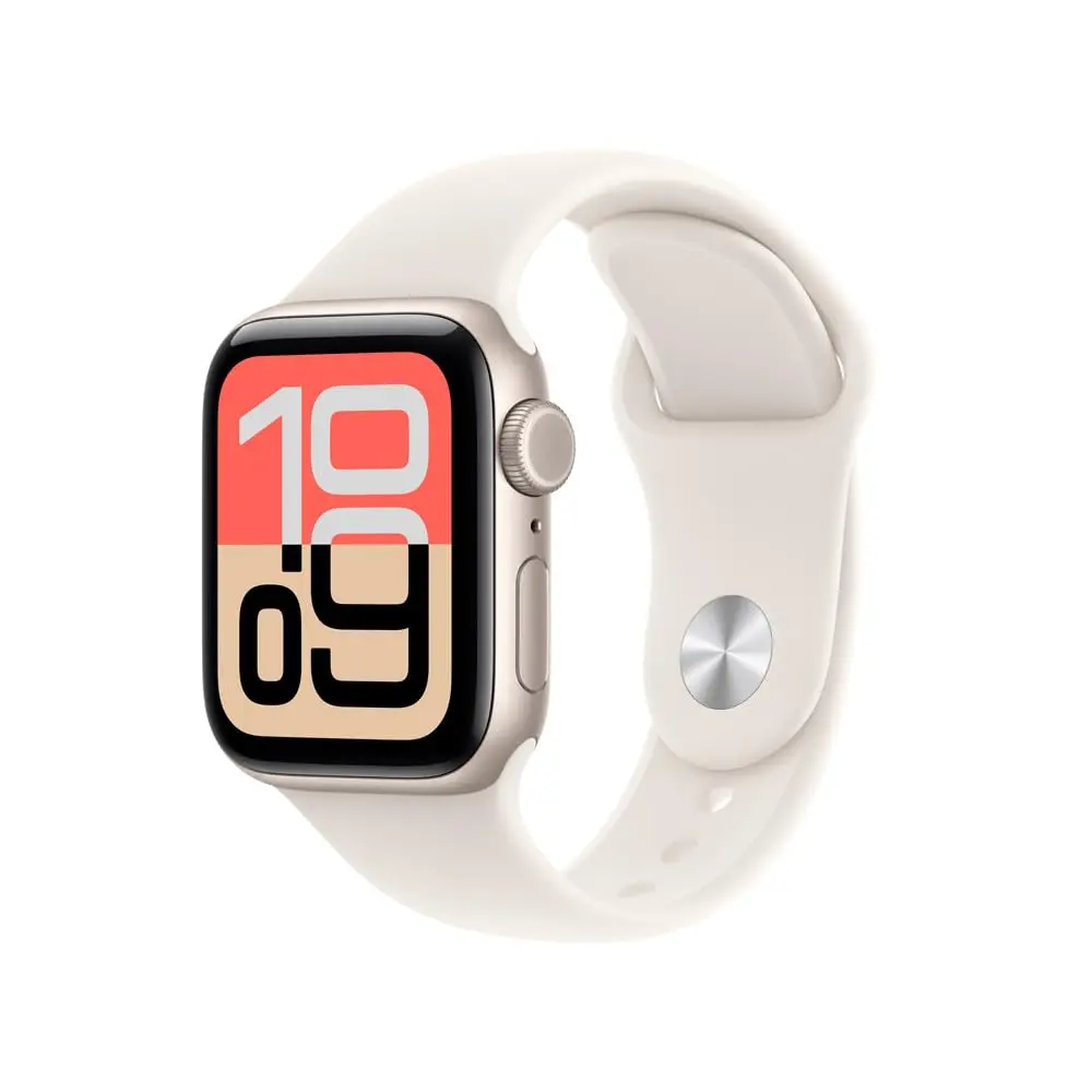 Apple Watch SE 3 GPS + Cellular, Caixa em alumínio luz das estrelas de 40 mm com Bracelete desportiva luz das estrelas - M/G