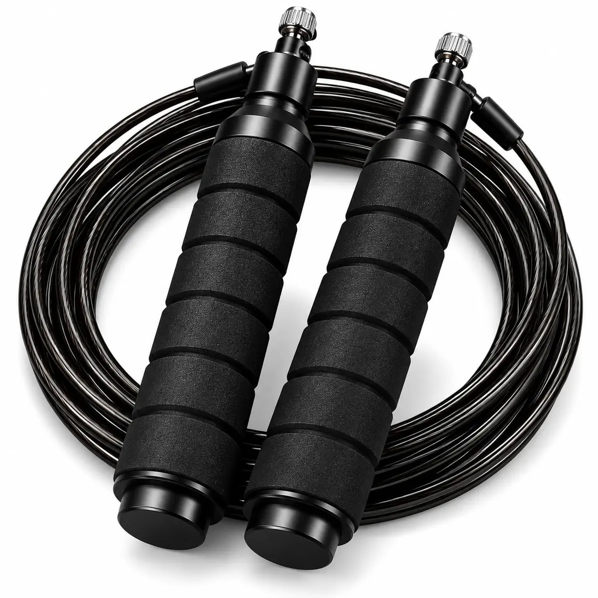 Corda de Pular Profissional Premium Ajustável com Cabo de Aço Revestido, Rolamentos de Alta Velocidade, Pegadores Ergonômicos em Espuma Antiderrapante, Ideal para Cross Training, Fitness, Academia