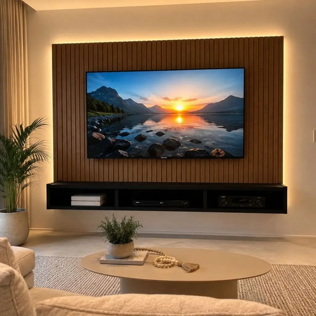 Rack Suspenso para TV até 50 Polegadas Painel Decorativo c/ Nicho Prateleira Sala Quarto MDP Premium - 1