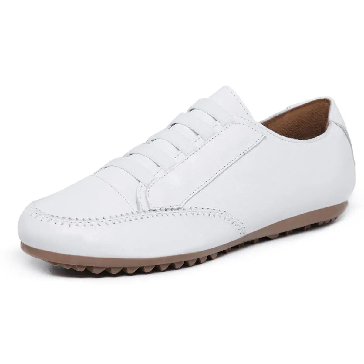 Tênis Feminino Casual Sapatenis Mocatênis de Couro Legítimo Branco Exclusivo Super Conforto