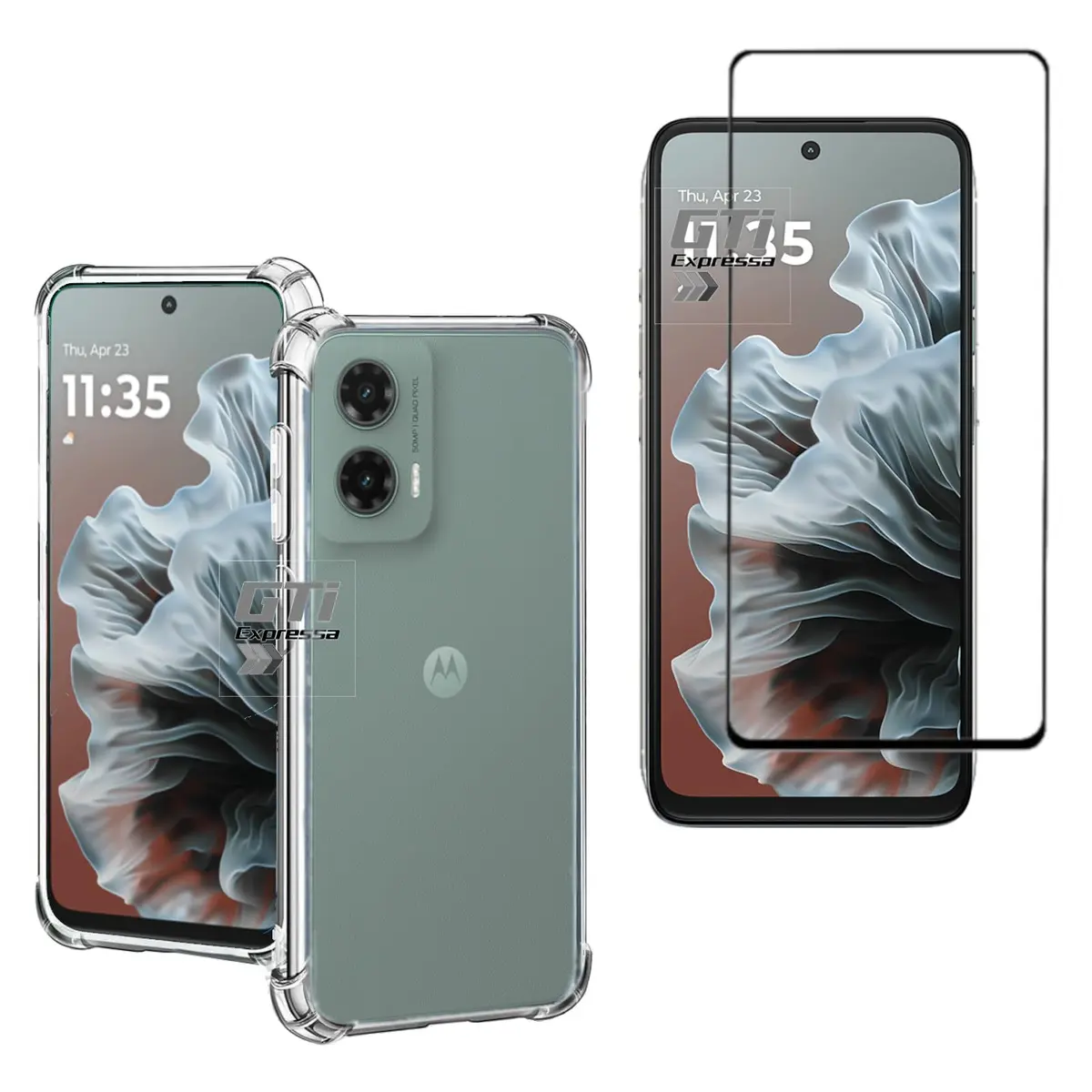 Kit Capa Capinha Anti Impacto + Película de Cerâmica 9D Motorola Moto G35