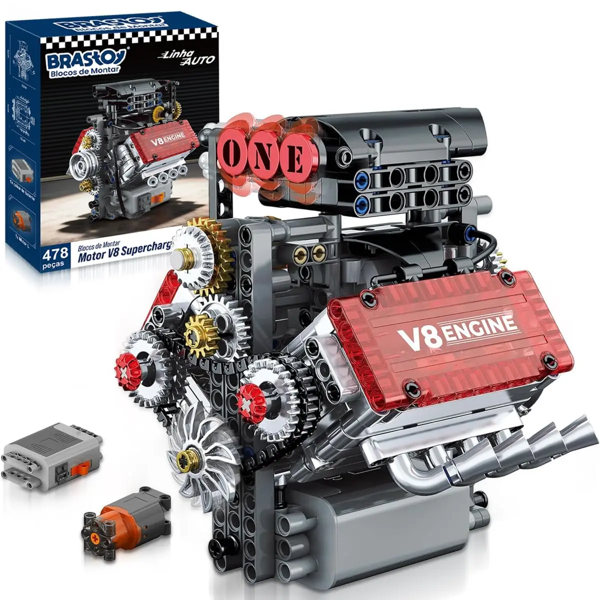 Blocos de Montar Construção de Motor V8 Modelo Brinquedos (478 Peças)