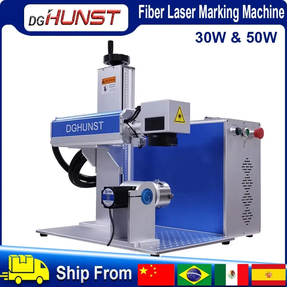 Máquina de Marcação a Laser de Fibra DGHUNST 50W 30W Raycus MAX para DIY em Joias, Ouro, Prata, Anéis, Pulseiras, Máquina de Corte e Gravação em Metal