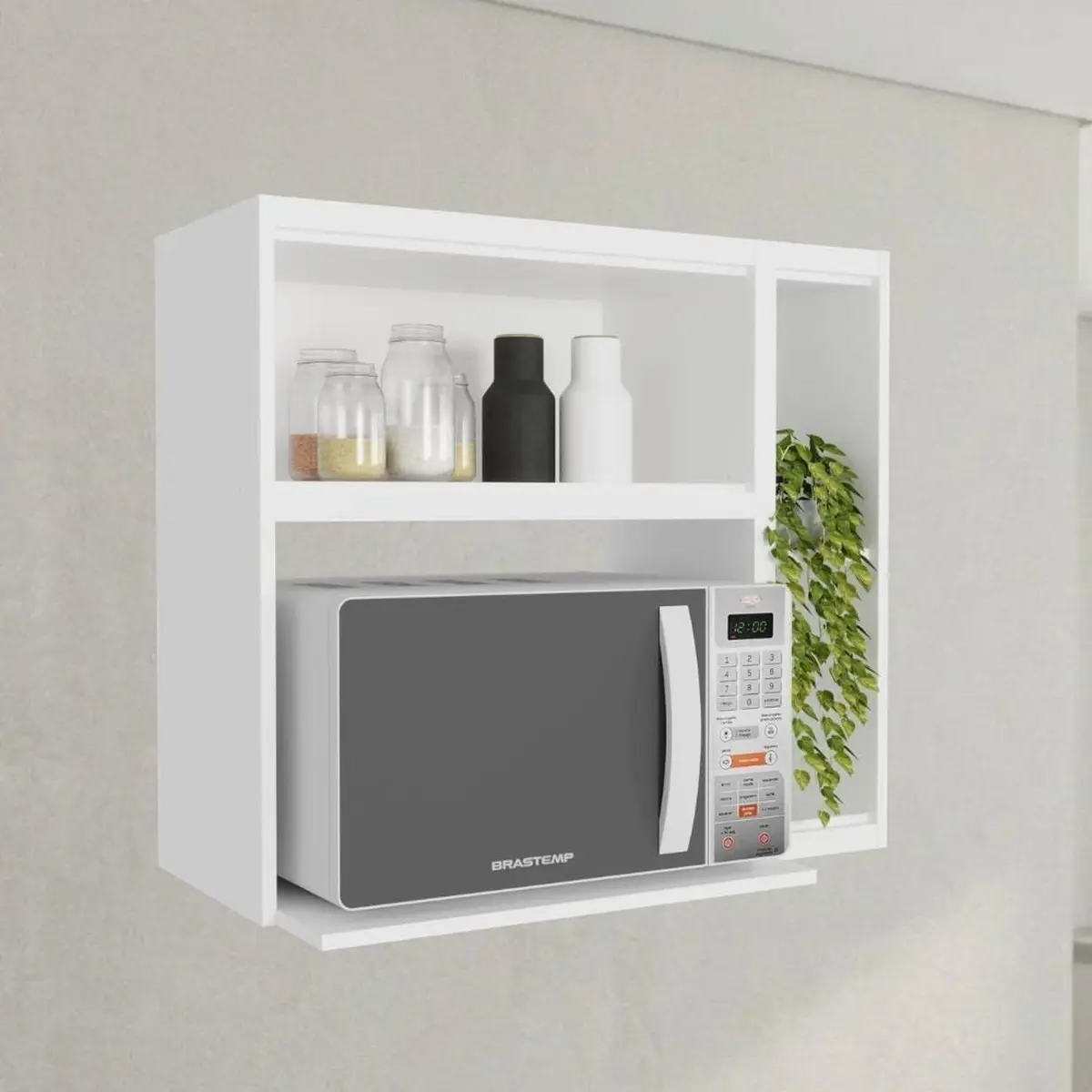 Nicho para Forno Microondas 100% MDF Cozinha Sevilha Branco Artico