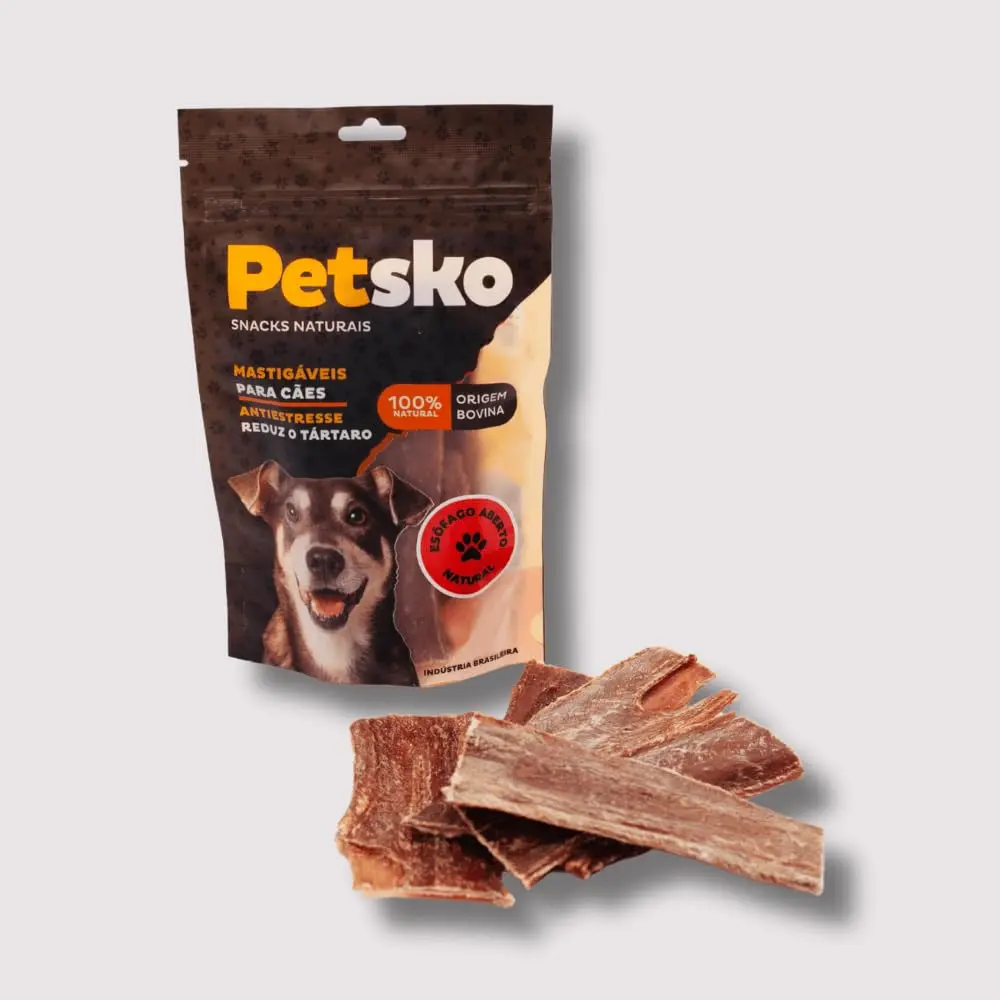 Petisco de Esôfago Aberto Petsko, 10 Unidades | Natural, Antiestresse