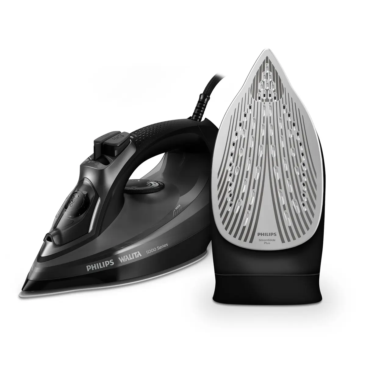 Philips Walita Ferro a Vapor Série 5000 1470W, SteamGlide Plus, Preto | Jato Extra de 180g – vapor constante de 25 g/min e passagem suave em todos os tecidos (DST5040/84) - 1