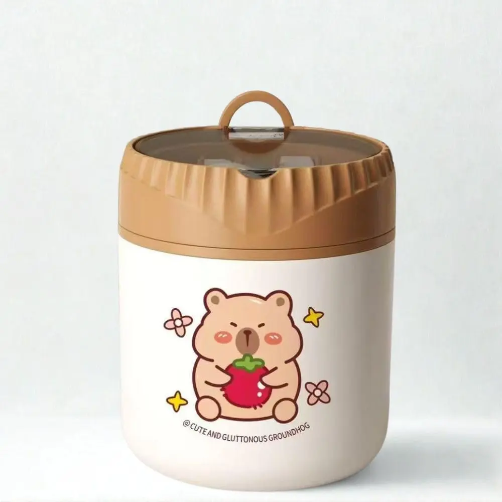 Pote/Marmita/Sopeira/Lancheira, Térmico, Com Colher Para Alimentos/Papinhas/Sopas ou Frutas, Em Aço Inox 530ml (Marron)