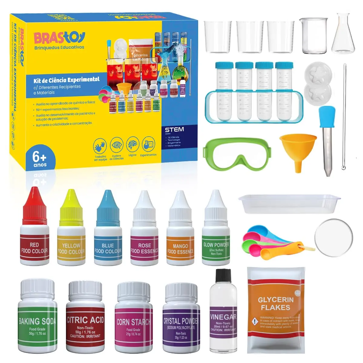 Kit Experimentos Ciência STEM Educacional Infantil Mais de 50+ Combinações de Química, Brinquedo Didático Presente Criança (50+ Experimentos) - 1