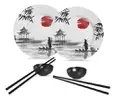 Kit Colecionável 6 Peças Com Mini Molheira Cerâmica Branco/preto Japanese - Alleanza - 1