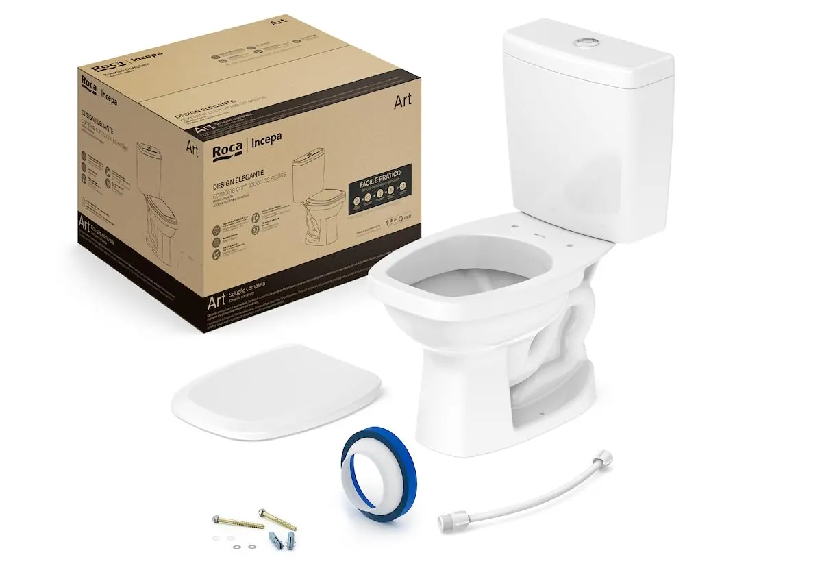 Kit de Bacia com Caixa Assento PP com Queda Amortecida e Complementos de Instalação Art - 1