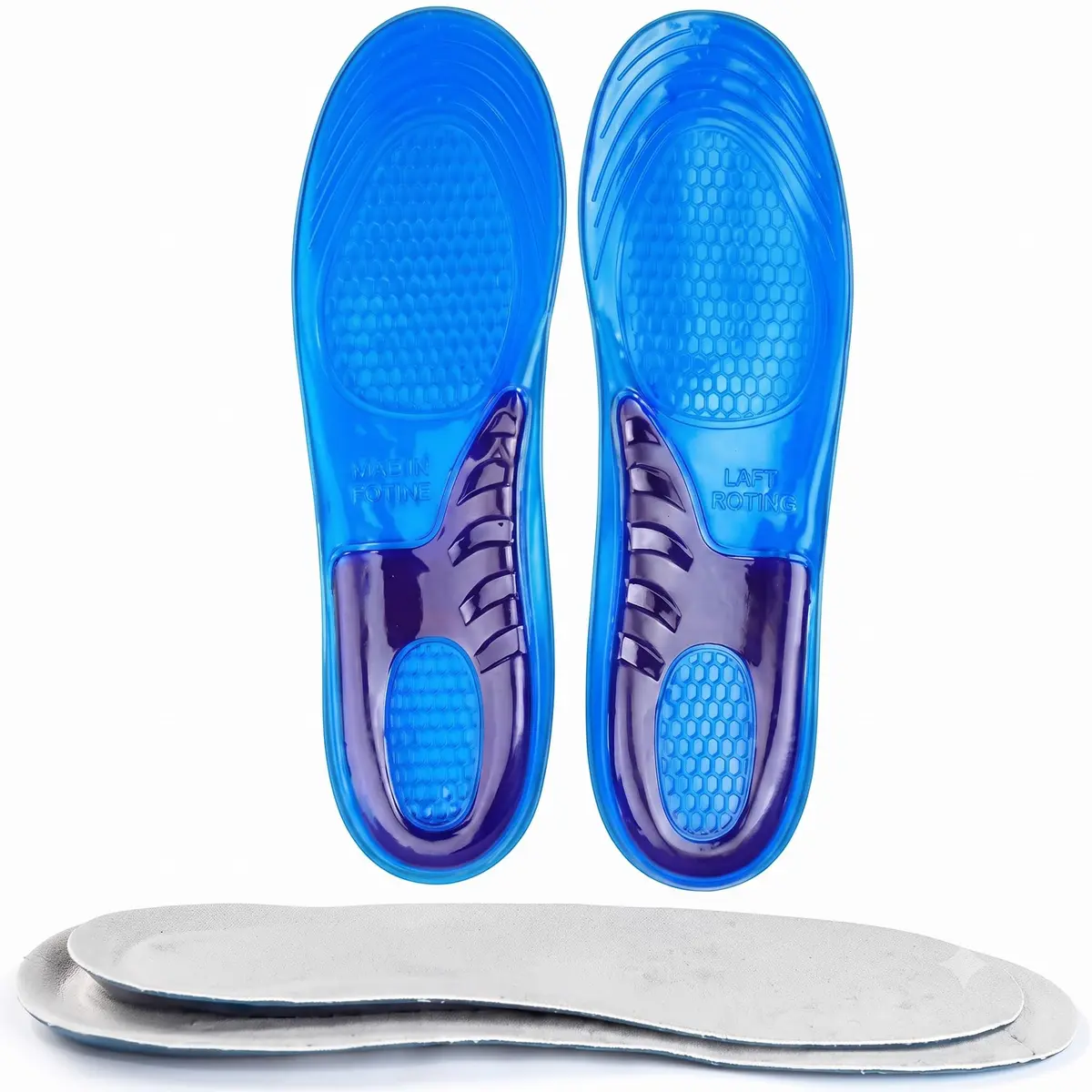 Par de Palmilhas em Gel Ortopédica Silicone Amortecimento Impacto 36 ao 42 | Suporte ao Arco Plantar, Absorção de Impacto, Fascite Plantar, Perfil Slim, Lavável e Durável - 1