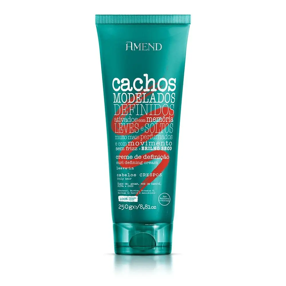 Leave-In para Cabelos Crespos 250g | Amend Cachos | Nutre intensamente fios crespos, definindo o volume com brilho e maciez.