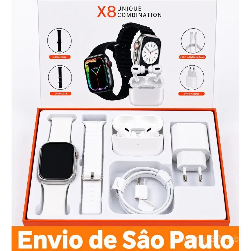 Conjunto De Fone De Ouvido Smart Watch X8 Pro Max +-Envio De São Paulo ! Chamadas Bluetooth Multifuncionais Android E IO - 1