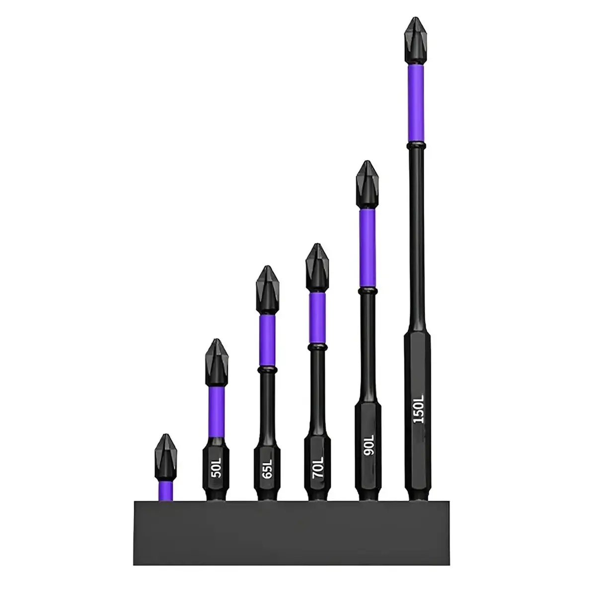 Kit 6 Pontas Bits Ph2 Magnética para Parafusadeira 25mm a 150mm Acessórios para Consertos Eletrônicos e Montagem de Móveis (6 pcs)