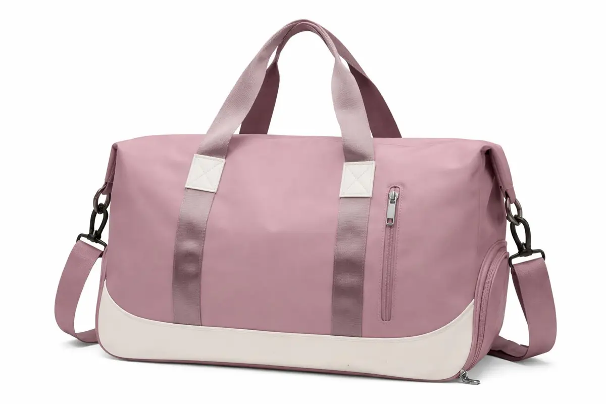 Bolsa De Mão Mala Viagem Academia Feminina Masculina Super Grande, Compartimentos Com Zíper, Espaço Para Tênis Ou Roupas Sujas Alça Removível Modelo Transversal Bordo Poliéster (Rosa Queimado)