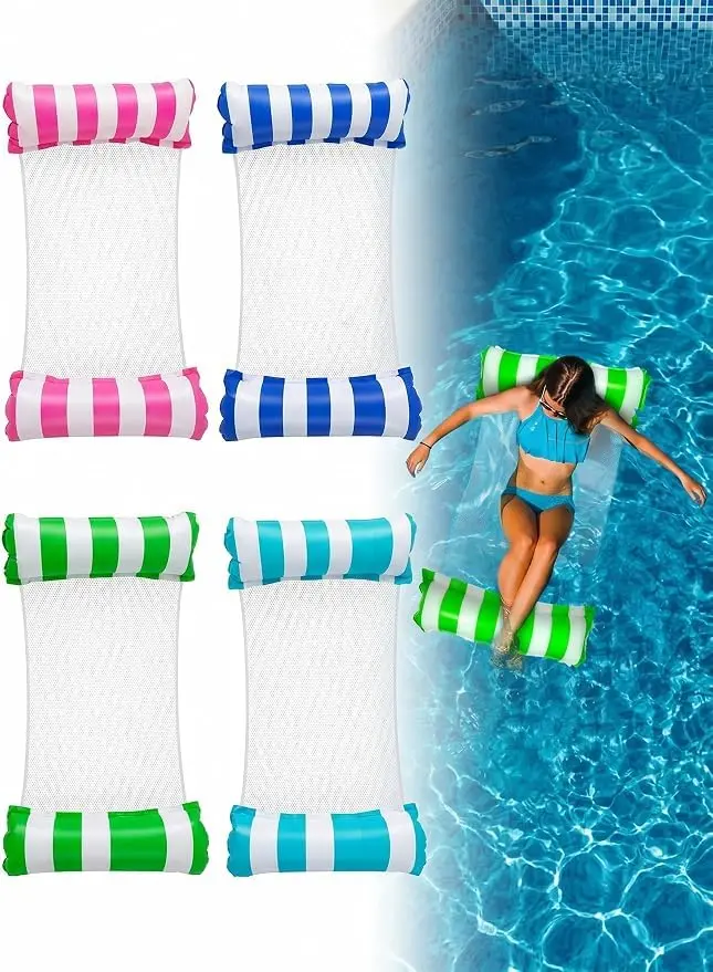Boia Rede Inflável para Piscina e Espreguiçadeira Cama Flutuante Colchão Adulto e Criança Praia Verão Casa Buritis