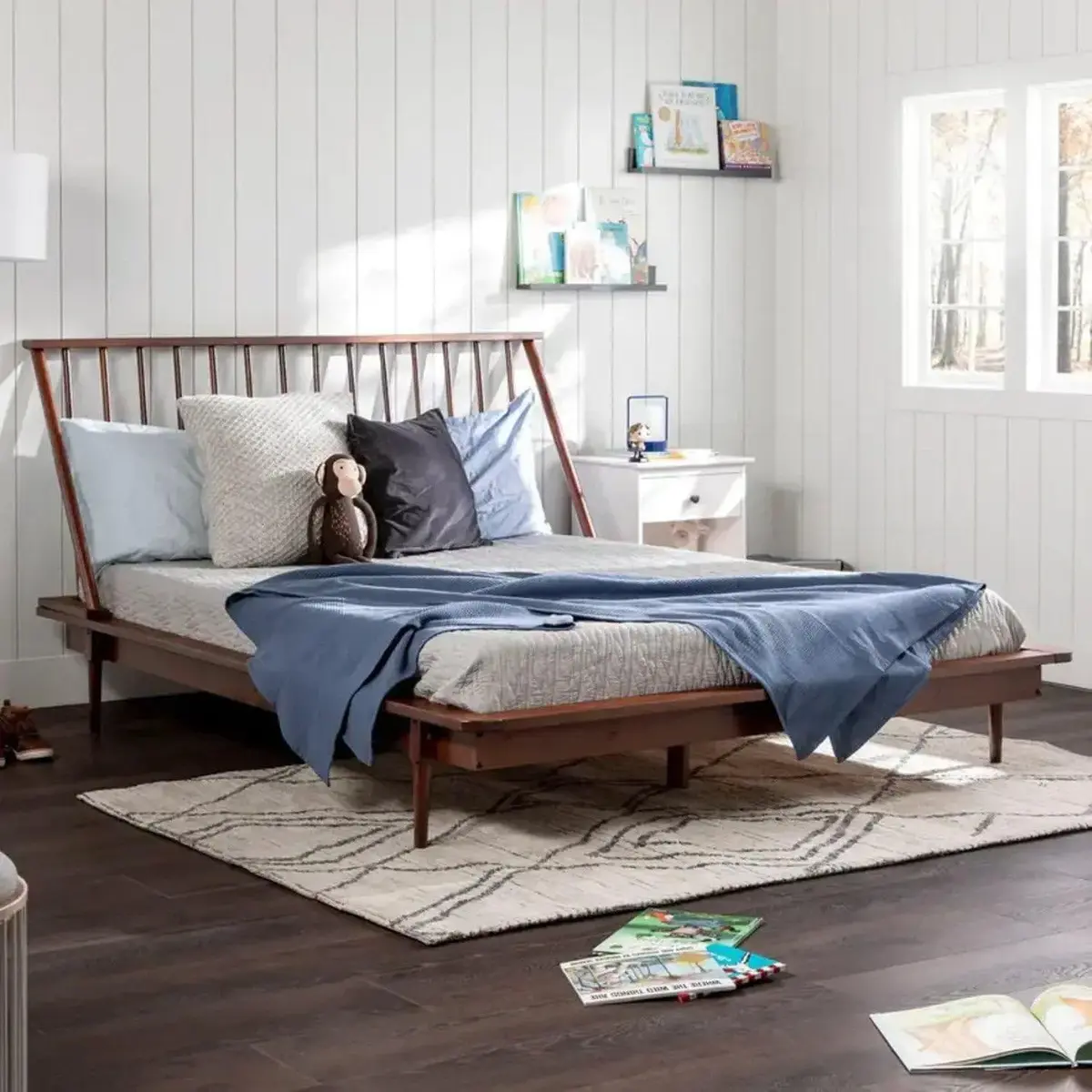 Cama de Casal Lunna 100% madeira Maciça Walnut