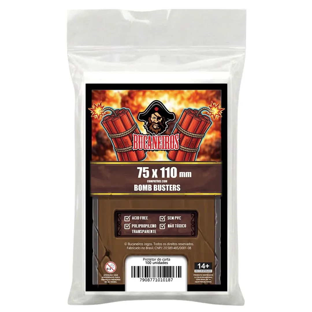Sleeve Customizado para Bomb Busters (Protetor de Cartas) para cartas de 75mm x 110mm, Pacote com 100 Unidades - Bucaneiros Jogos
