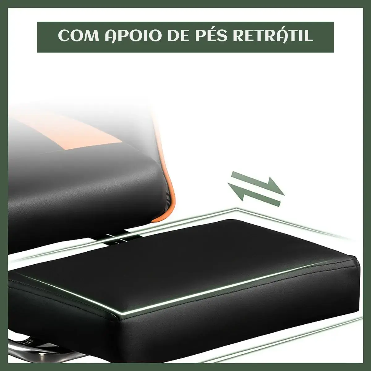 Cadeira De Escritório Gamer Nitro Ergonômica Estofado Couro Sintético Reclinável Altura Ajustável Apoio Para Pés Cor Laranja Luvinco thumbnail 6