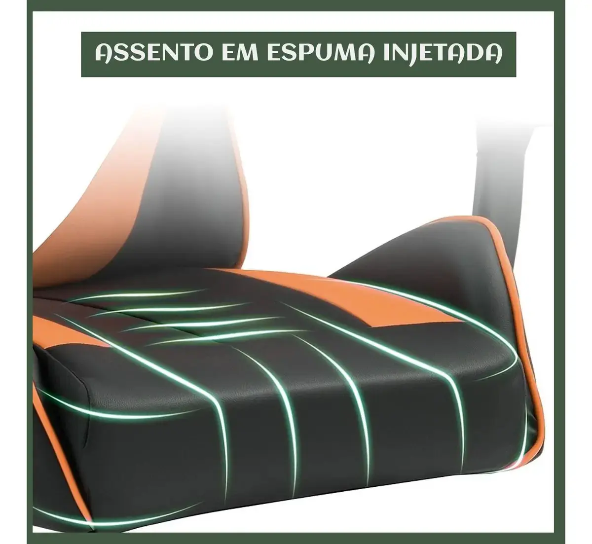Cadeira De Escritório Gamer Nitro Ergonômica Estofado Couro Sintético Reclinável Altura Ajustável Apoio Para Pés Cor Laranja Luvinco thumbnail 8