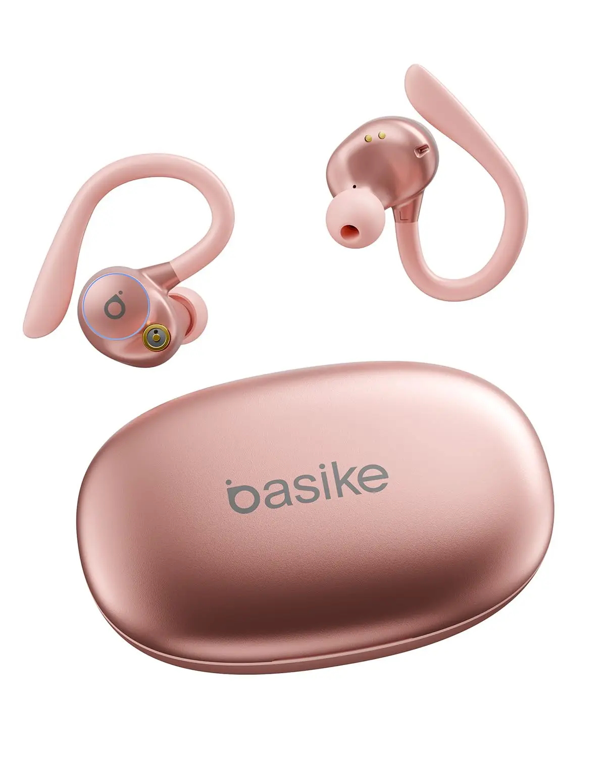 Basike Fone de Ouvido Bluetooth 5.4 Esportivo para Corrida, Intra-Auricular | Som Estéreo Hi-Fi, ENC para Chamadas Claras, Toque Inteligente, 3 Tamanhos de Pontas, Resistente a Suor e Respingos (Rosa) - 1