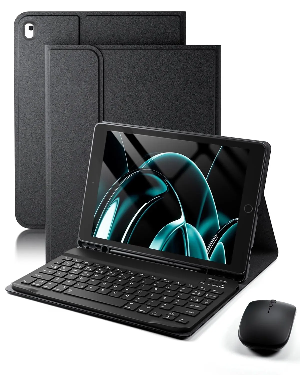 Capa com Teclado para iPad 10.2 Polegadas 9ª/8ª/7ª geração iPad Air 3 / Pro | 10.5 Polegadas Teclado Bluetooth destacável, Mouse, Função de Despertar Automático - Preto - 1