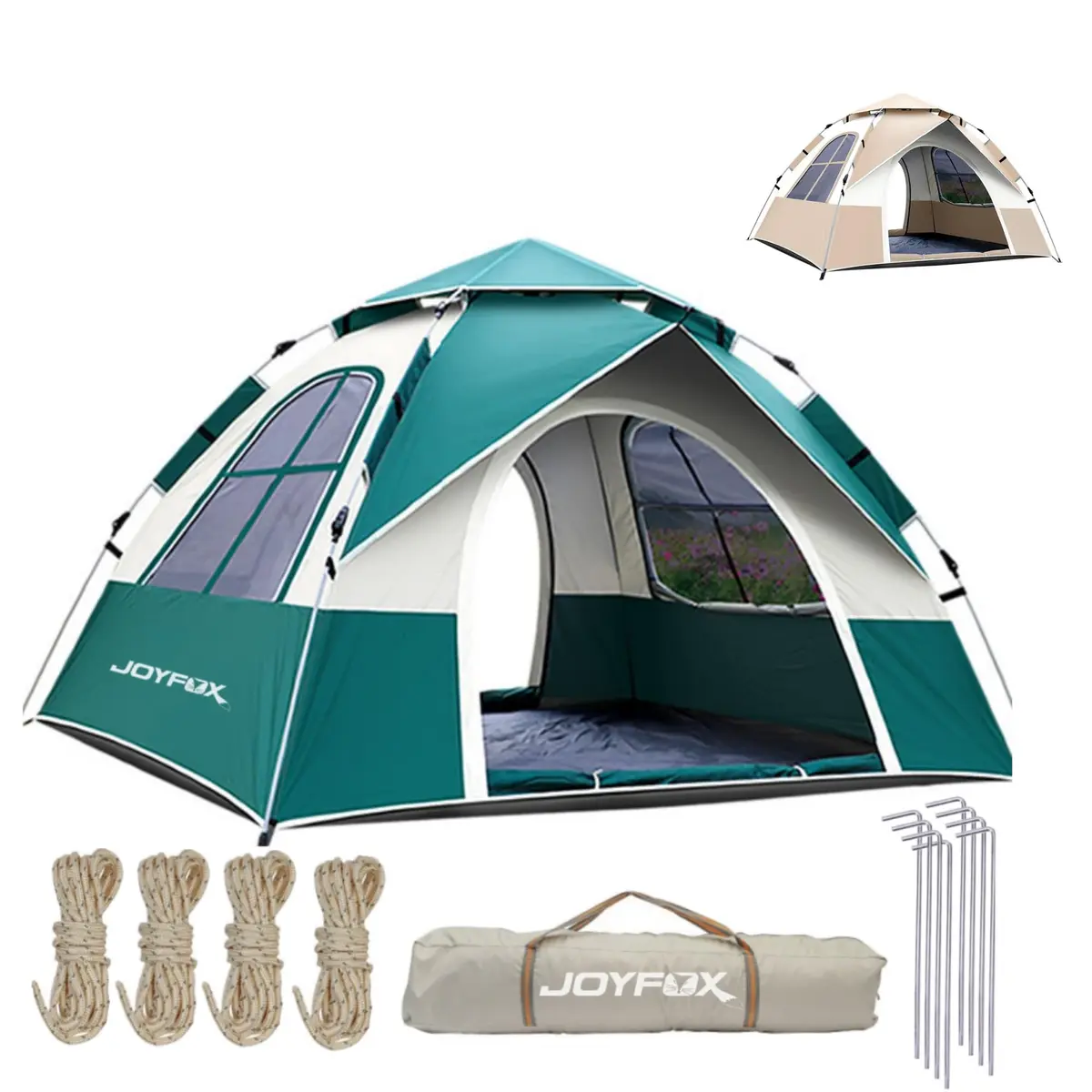 Barraca Camping Autoamatica Impermeavel 3-4 Pessoas 210 * 200 * 130cm, Praia Acampamento Duas Portas E Duas Janelas, Ventilação De Quatro Lados