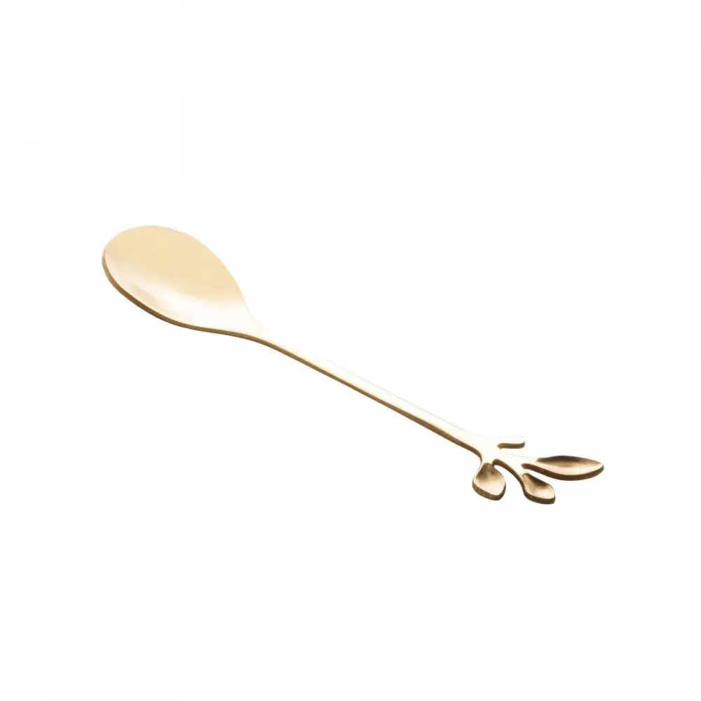 WOLFF - Conjunto 4 Colheres de Chá de Aço Inox Leaves Dourado