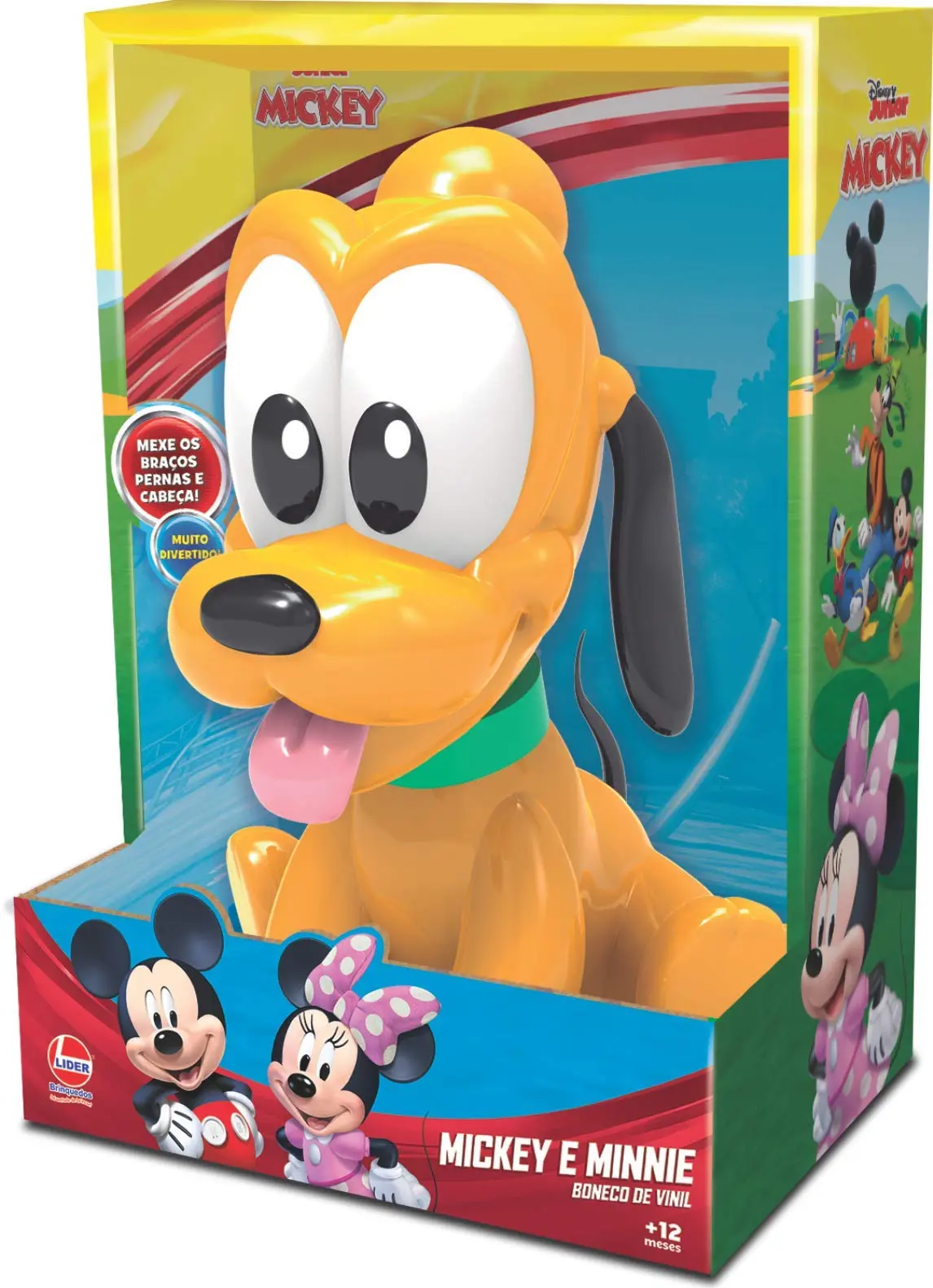 Brinquedo Boneco Vinil Atóxico Pluto Baby Articulável 16 cm Amarelo +4 meses Líder - 2893 - 1